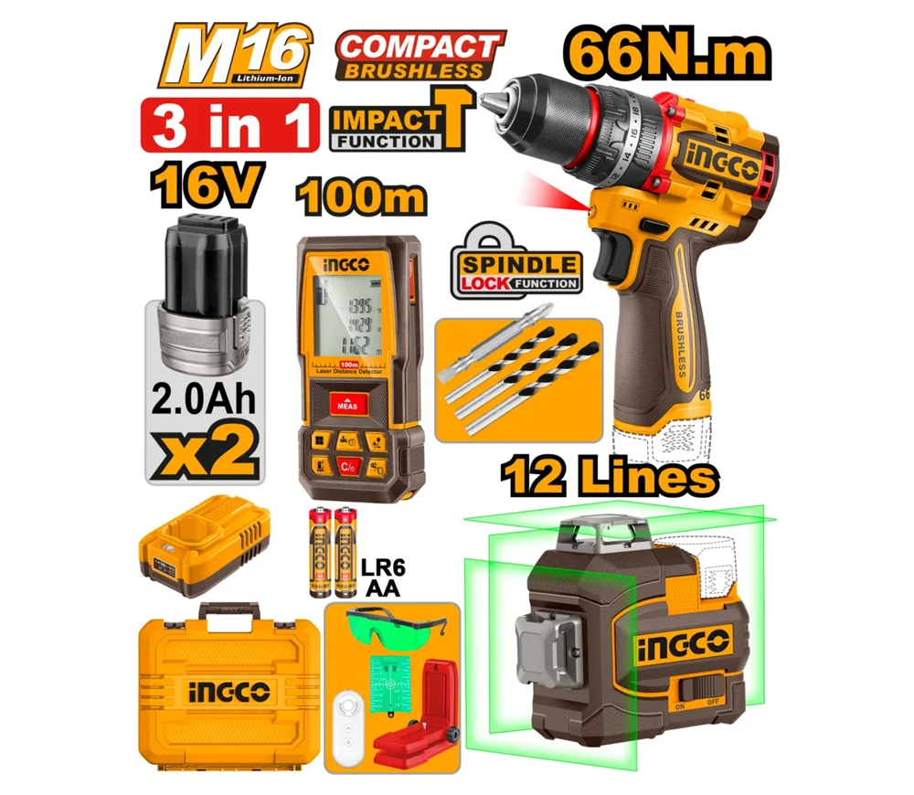 Set de unelte cu acumulator INGCO COSLI250995 photo