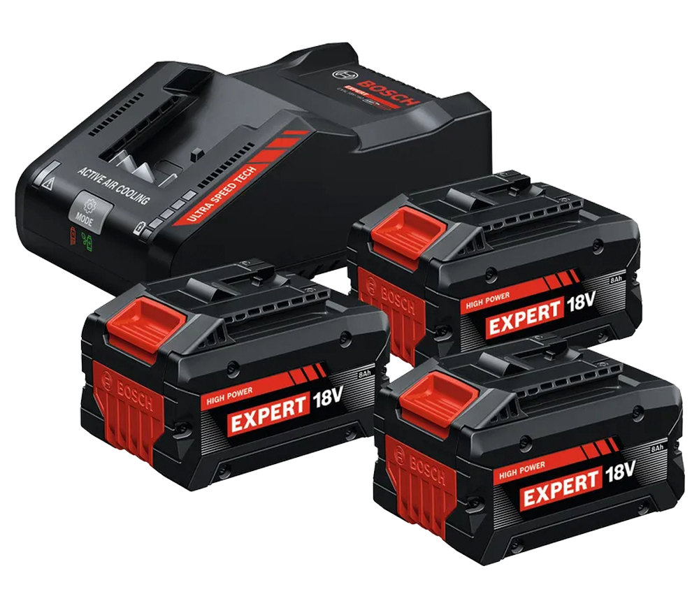 &Icirc;ncărcător cu 3 acumulatoare BOSCH EXBA18V-80 + EXAL18V-160 350w 18V 16A photo