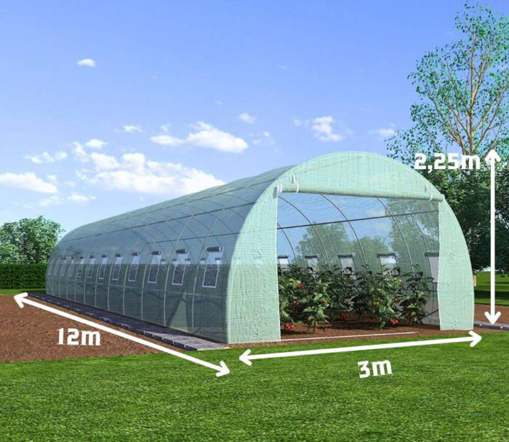 Seră arcuită TEHNO-MS 12x3x2.5 m 36m² Verde photo