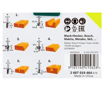 Set 6 freze pe lemn Bosch 2607019464 Ø6 mm photo 2