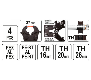 Clești de sertizare YATO YT21750 PEX-AL-PEX/PERT-AL-PERT/TH16/TH20/TH26 photo 4
