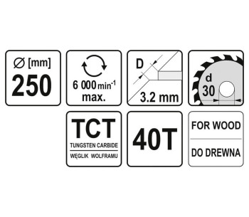 Disc pentru fierastrau electric YATO YT6071 250mm 40T photo 1