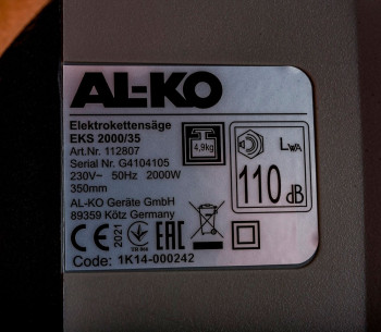 Fierăstrău electric cu lanț AL-KO Easy EKS2000 2000w 350mm photo 7