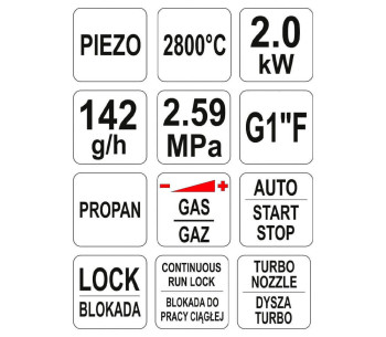 Arzător cu gaz YATO YT36715 142g/h 2800°C photo 4