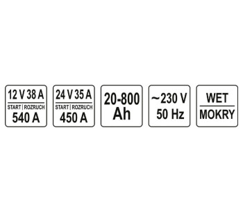 Încărcător acumulator auto + dispozitiv pornire YATO YT83062 540A 12-24V photo 4