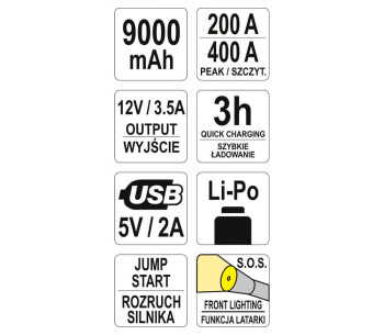 Dispozitiv pornire auto YATO YT83081 400A 5-12V photo 8