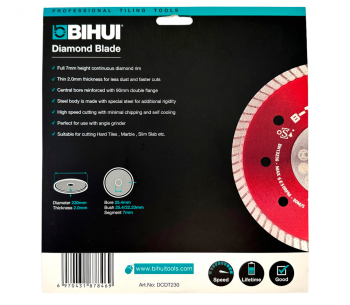 Disc de tăiat cu diamant BIHUI DCDT230 230mm turbo Cermică/Marmura/Granit photo 4