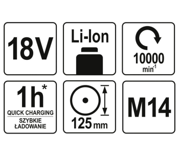 Polizor unghiular cu acumulator (fără bat) YATO YT82827 125mm 18V photo 1