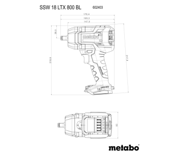 Mașină de înșurubat cu impact fără fir (fără bat) METABO SSW 18 LTX 800 BL 1200Nm photo 4