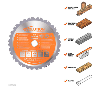 Disc pentru fierastrau electric EVOLUTION R185TCT-20CS/MS 185mm 1.7mm photo 0