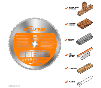 Disc pentru fierastrau electric EVOLUTION RAGEBLADE355M 355mm 2.2mm photo 0