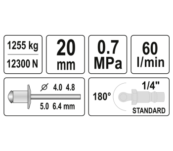 Mașină pneumatică de nituire YATO YT36177 4-6.4mm 7bar photo 2