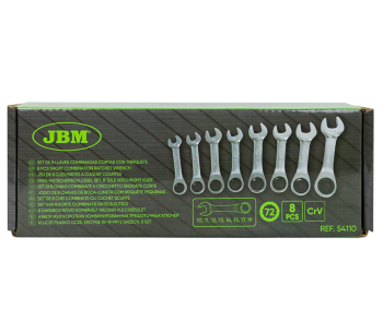 Набор 8 комбинированных ключей с трещоткой JBM-54110 10-19мм photo 1