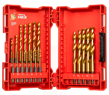 product Set burghiuri pe metal MILWAUKEE SHOCKWAVE RED HEX 2-10mm HSS-TIN