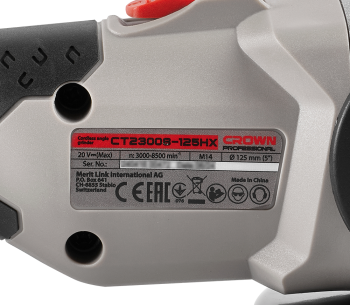 Polizor unghiular cu acumulator CROWN CT23008-125HX-5 IMC 125mm 20V 5Ah photo 6