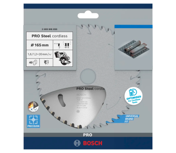 Пильный диск BOSCH PRO Steel (Cordless) 165мм 1.6мм Металл photo 0