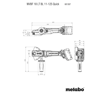 Polizor unghiular cu acumulator (fara bat) METABO WVBF 18 LT BL 11-125 Quick 125mm 18V photo 5