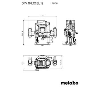 Mașină de frezat cu acumulator (fără bat) METABO OFV 18 LTX BL 12 18V photo 3
