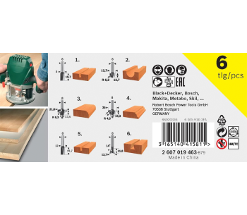 Set de freze pentru lemn BOSCH 2607019462 (6 piese) photo 2