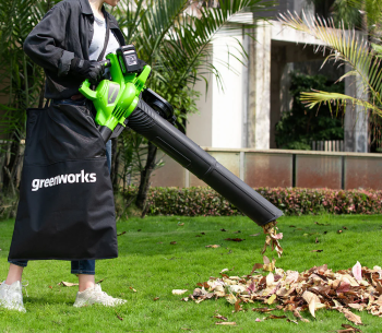 Suflantă cu acumulator Greenworks GD24X2BVK4X 9000l/min 2x24V 4Ah photo 1